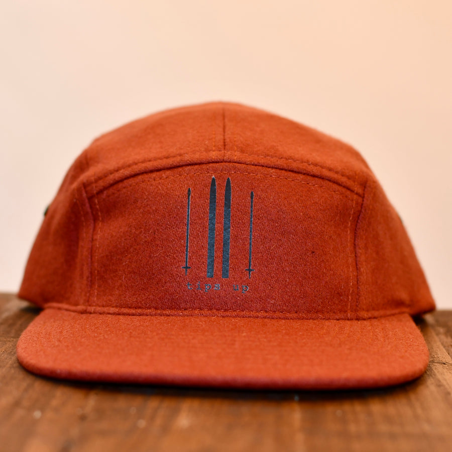 Six Panel Strap-back | Orange Wool